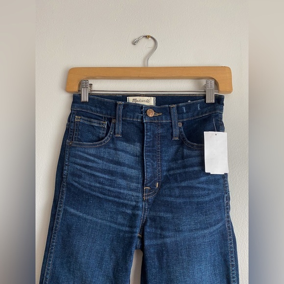 Madewell 10” High Rise Skinny Jeans Dark Wash Blue Classic Stretch Whiskered 24 - Picture 7 of 9
